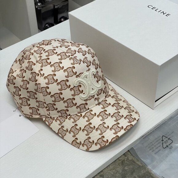 CELINE Women's Cream and Tan Hat - Picture 1 of 10